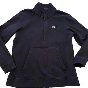 Nike 1/2-Zip Jersey Sweatshirt Mens L Black 929452-010 Swoosh Logo Pockets